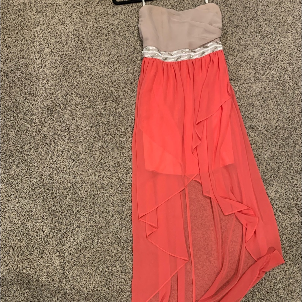 Coral high low dress